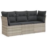 Set Divano da Giardino 3pz | Set Salotto da Giardino con Cuscini Grigio Chiaro Polyrattan