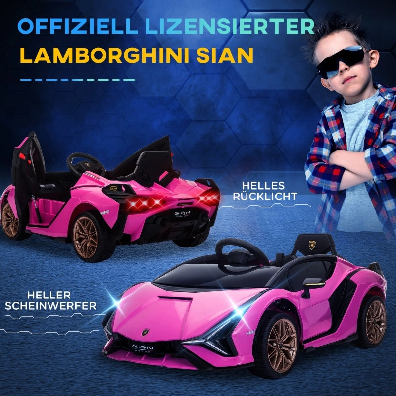 Macchina elettrica per bambini, Lamborghini, 3-5 km/h, con telecomando, per bambini dai 3 ai 5 anni, rosa