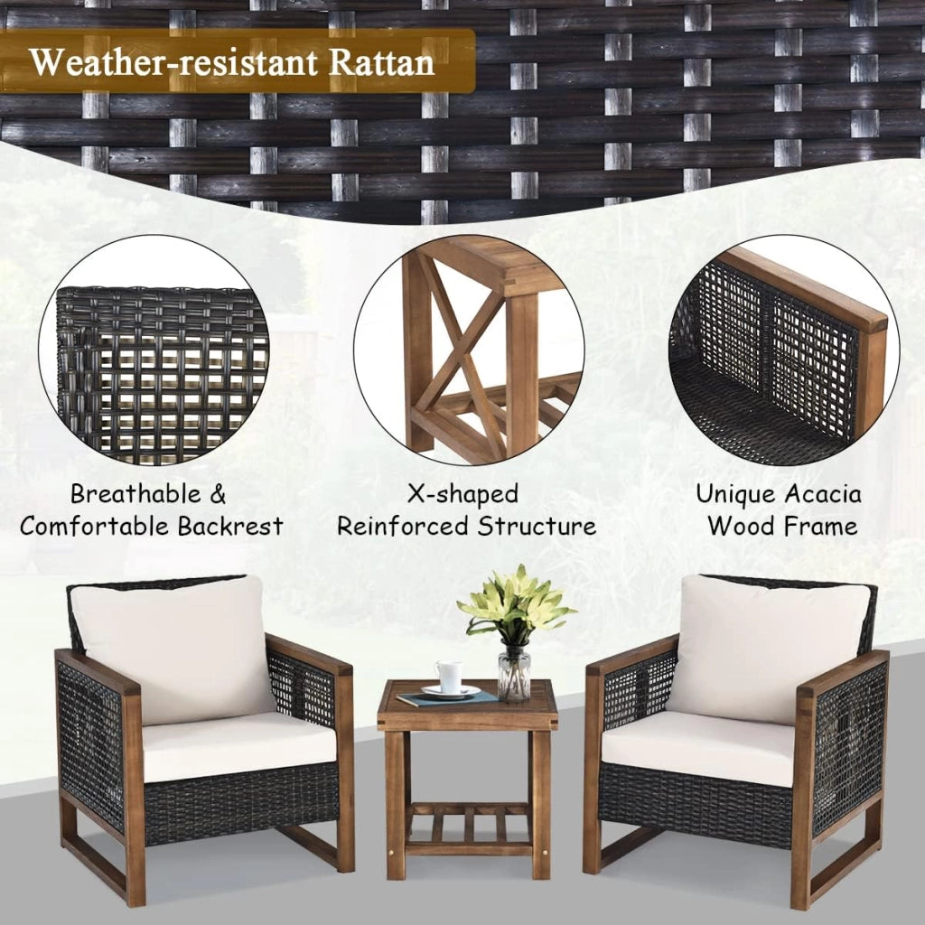 Set Divano con Tavolino da Esterno, Divano da Giardino 2 Posti, Divano In Rattan Incluso Cuscino Color Arancia, Divano da Giardino, da Cortile, Marrone Sfumato, 115 x 64 x 80 cm