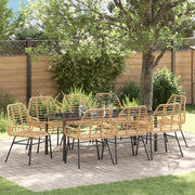 Set da Pranzo da Giardino 9 Pezzi Marrone in Polyrattan