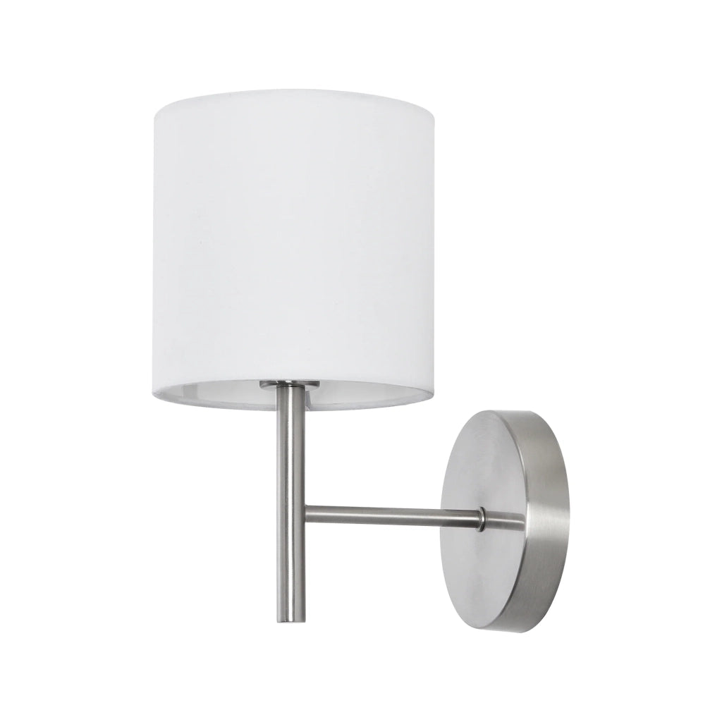 Applique E14 metallo e poliestere 27 x 15 x 21 cm argento e bianco 03_0008856