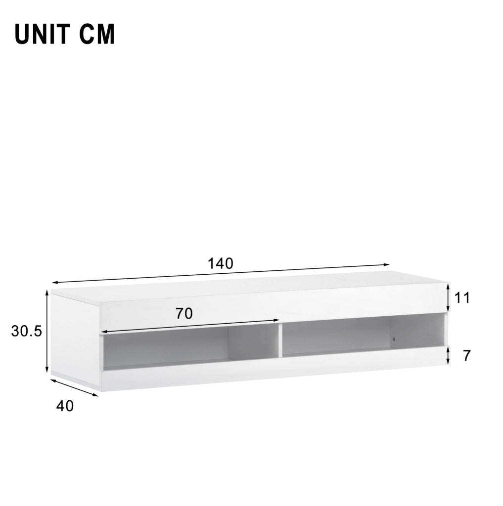 MOBILE TV sospeso con LED MDF bianco controllo via app e telecomando