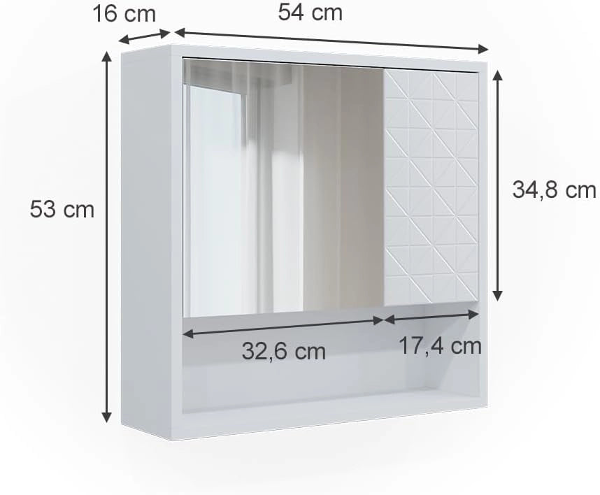 Specchio contenitore bagno Agasta, Bianco, 54 x 53 cm, combinabile con i mobili Agasta per riporre oggetti in bagno