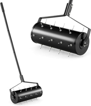 Arieggiatore Giardino 44/53 CM, Arieggiatore da Prato con Manico Rimovibile e Punte per Allentamento del Terreno, Arieggiatore Manuale per Prato, Giardino e Cortile (44 x 128 cm Nero)