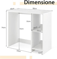 Scrivania per Computer in Legno, Scrivania con 2 Ripiani per Ambienti Piccoli, Scrivania Moderna e Salvaspazio da Casa e Ufficio, Bianco, 80 x 40 x 74 cm