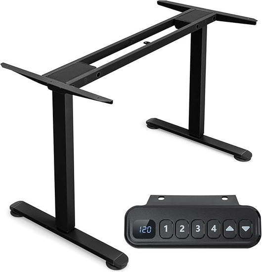 Scrivania Regolabile in Altezza, Scrivania Elettrica con 2 Motori con Memoria, Protezione Anticollisione e Vassoio per Cavi, Standing Desk per Casa e Ufficio, Portata 100 kg (Nero)