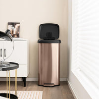 Bidone per Pattumiera, Pattumiera da Cucina in Acciaio Inossidabile con Pedale, Coperchio e Scomparto Deodorante, Ideale per Casa Ufficio (68L,Rosa dorato)