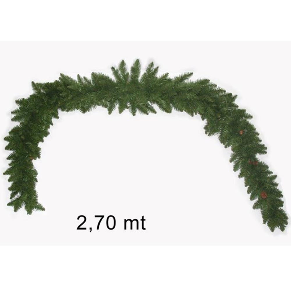 Trade Shop - Ghirlanda Natalizia Albero Di Natale Con Pigne Decorazioni Natalizie 270cm -