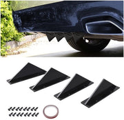 Kit di diffusione per spoiler posteriore a 4 pezzi - Mini spoiler a tre angoli - Nero - ABS - 15cm - Adesivo doppio lato resistente