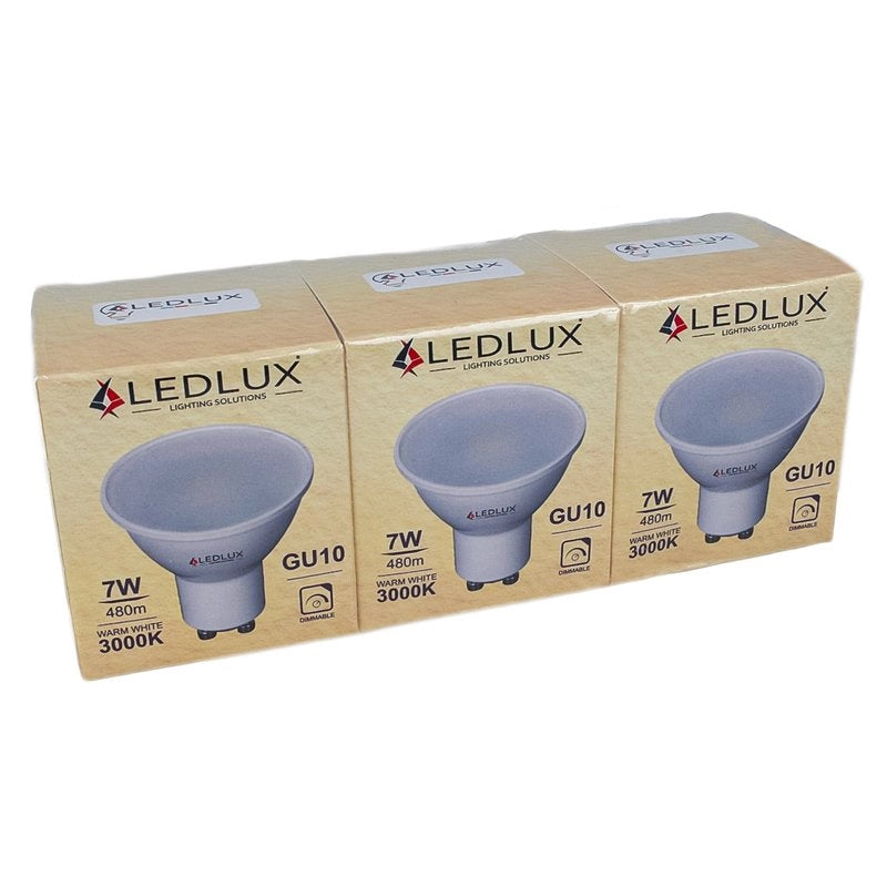 3 PZ Lampadina LED GU10 Dimmerabile Triac 7W 220V Bianco Caldo 3000K 570 Lumens