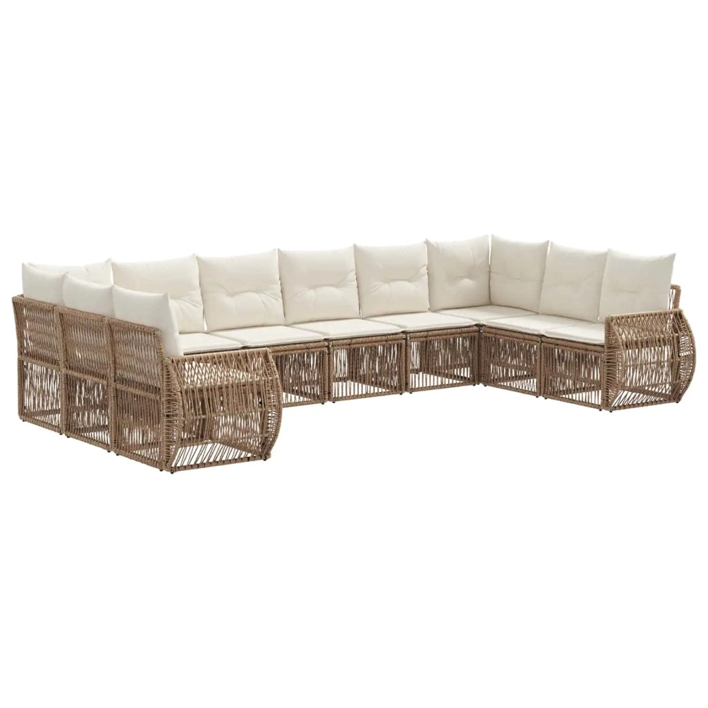 Set Divano da Giardino 10 pcs Beige e Bianco Crema polyrattan 3435528