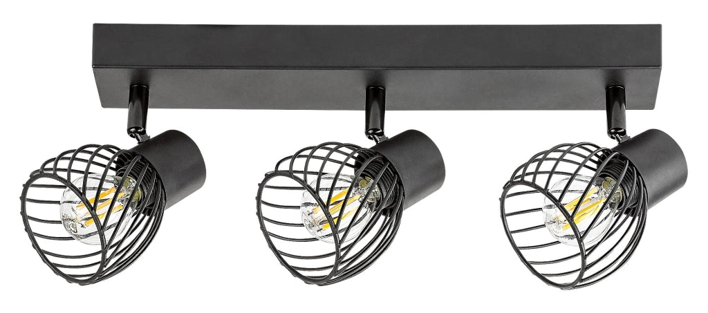 Plafoniera a barra nera Aberama 3xE14 10W IP20 Rabalux