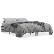 Letto matrimoniale | Letto per adulti | Giroletto Grigio Sonoma 150x200 cm in Legno Multistrato Metallo