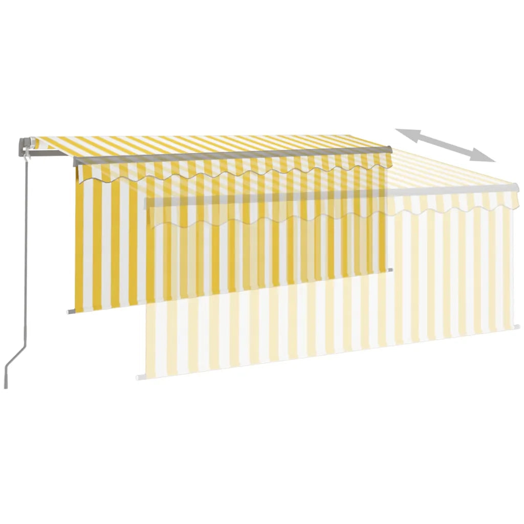 Tenda da Sole Retrattile Parasole LED 3,5x2,5m Gialla e Bianca 3069403