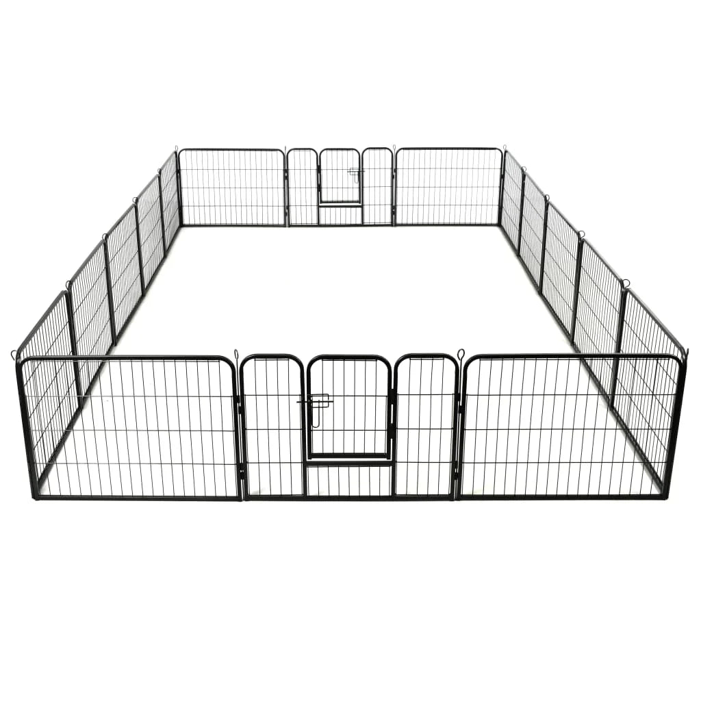 Recinto per cani 16 pannelli in acciaio 60 x 80 cm nero 02_0043653