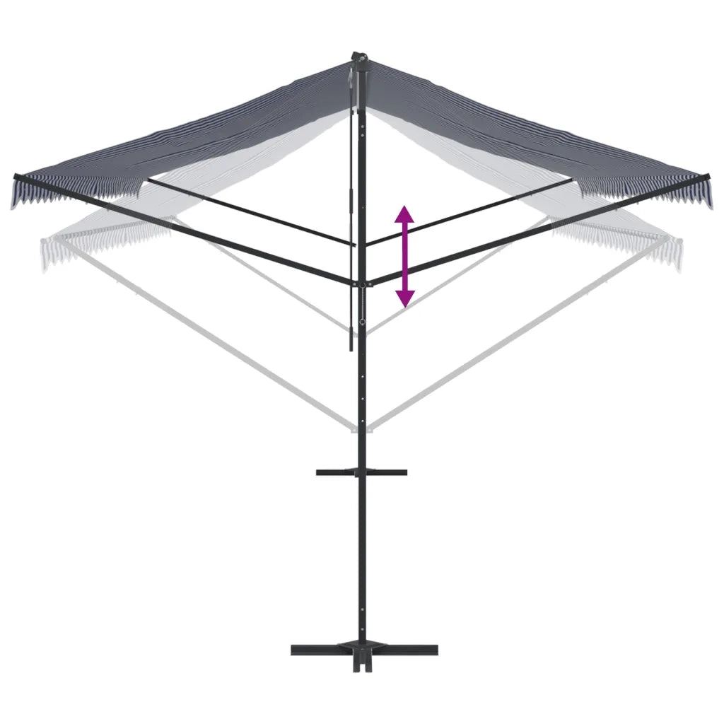 Tenda da Sole Blu e Bianca 600x300 cm in Tessuto e Acciaio 368934