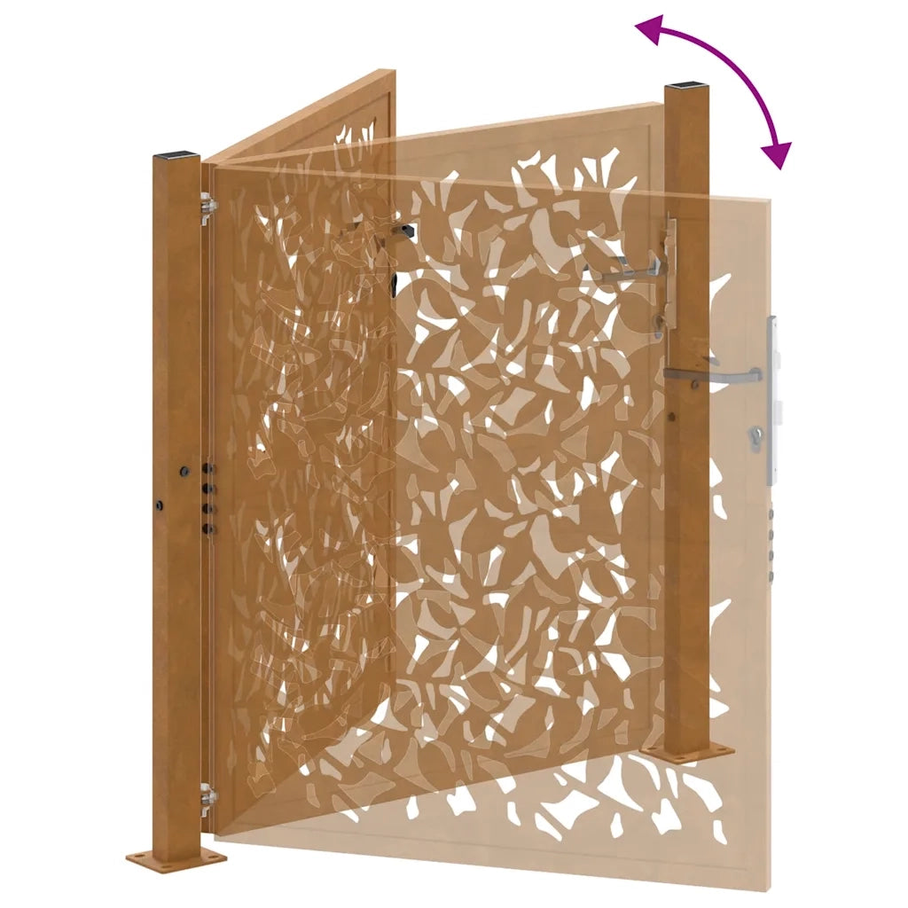 vidaXL Cancello da Giardino 105x105 cm Acciaio Corten Design a Foglia