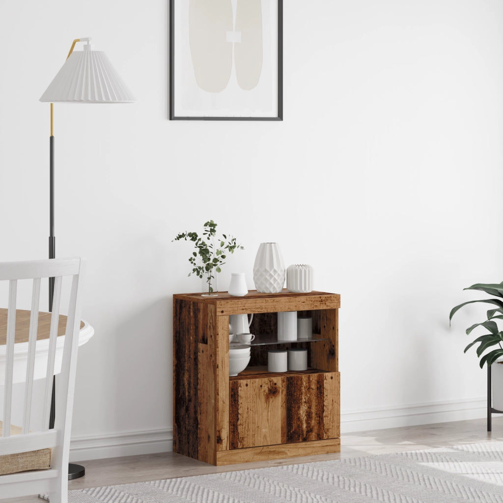 Sideboard  con luci LED Legno Invecchiato 60,5x37x67 cm