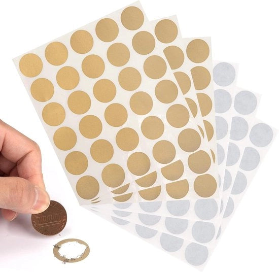 Set di 180 adesivi rotondi dorati e argentati - Adesivi per cartoline e album - 25 cm - Effetto sorpresa