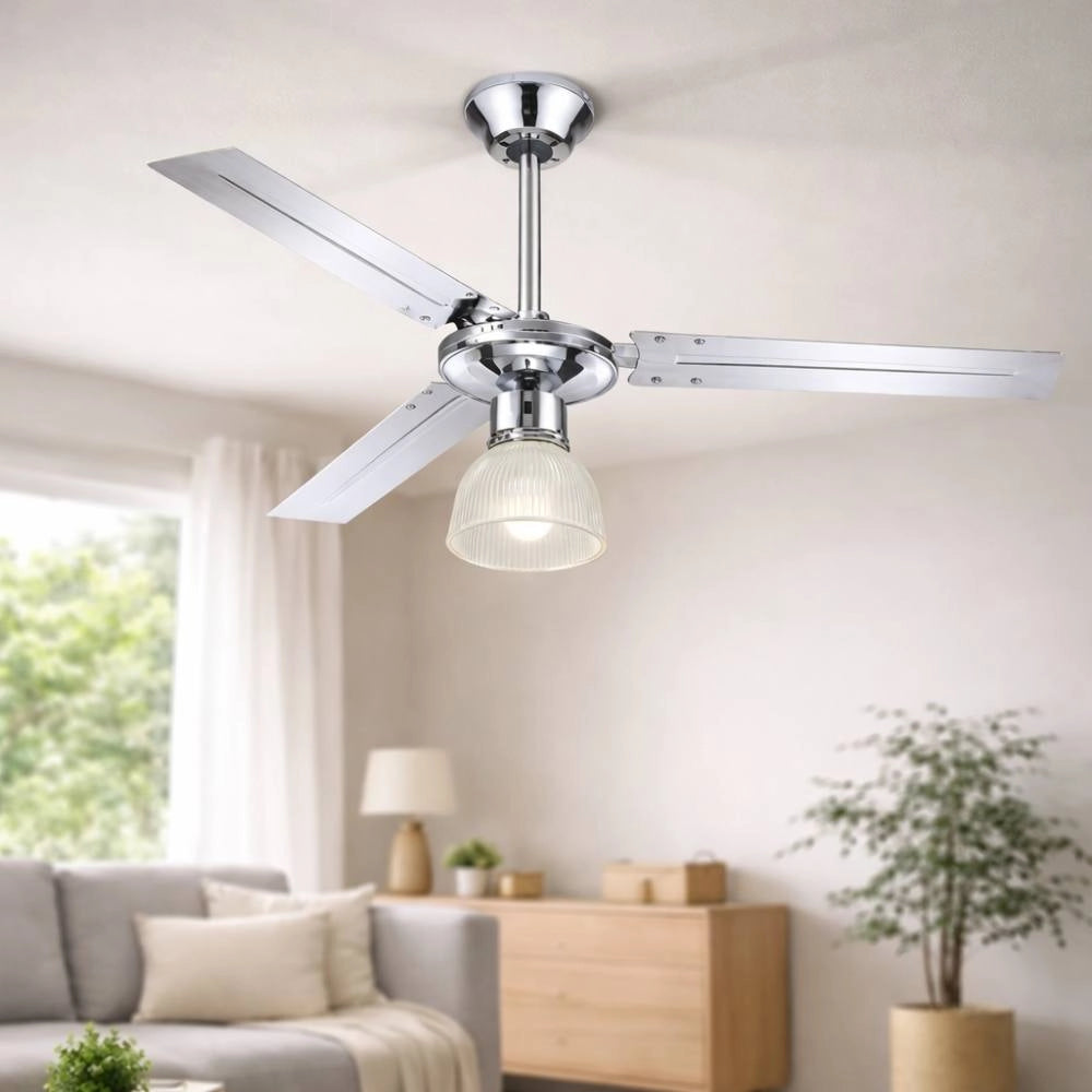 Ventilatore a soffitto zephir con telecomando e luce 3 pale 122 cm