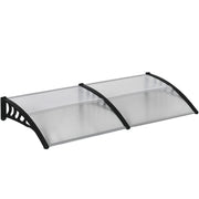 Pensilina Tettoia  200x100x26 cm in Policarbonato e Alluminio Nero e Trasparente