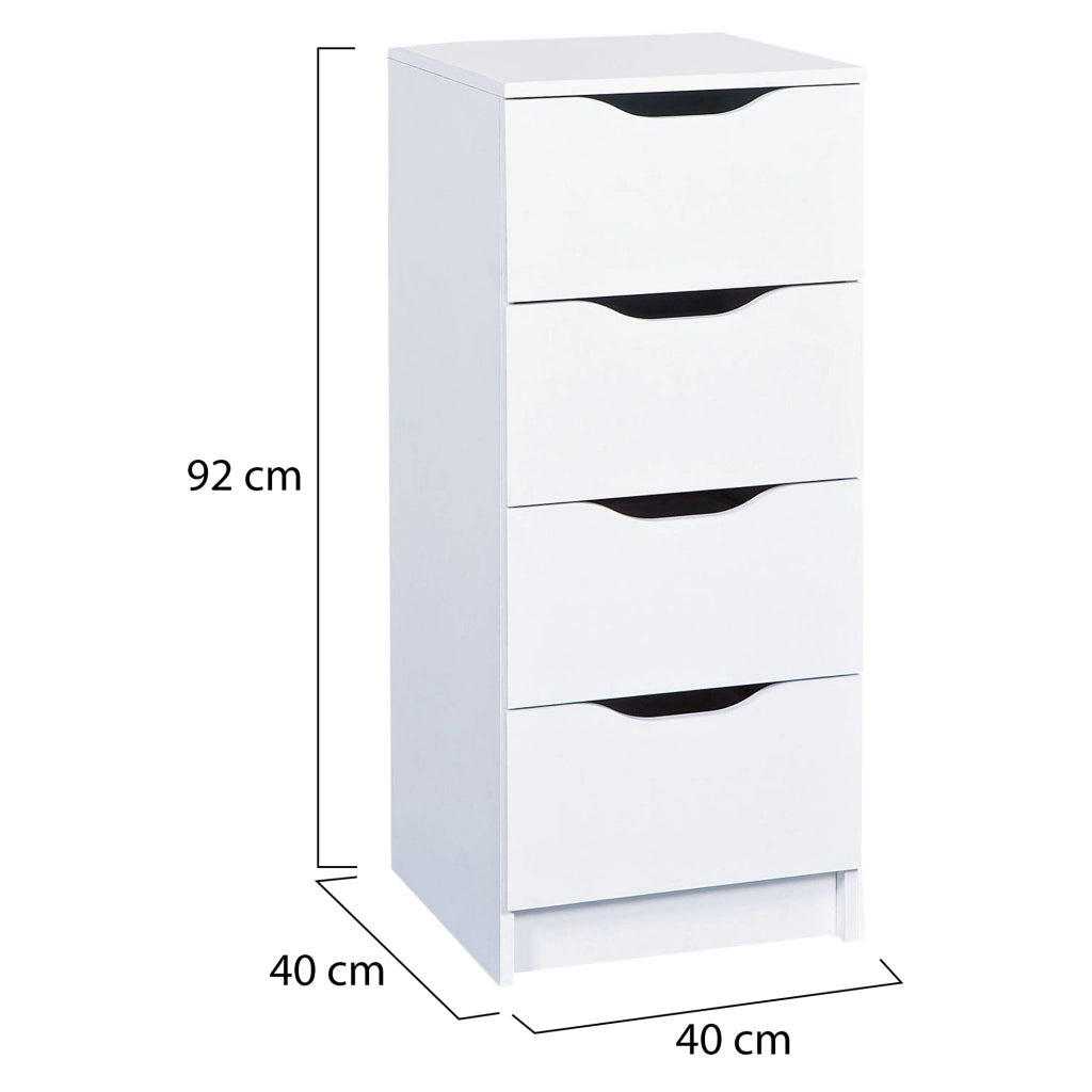 Sarroch, Cassettiera 4 Cassetti, 40x40x92h cm Bianco