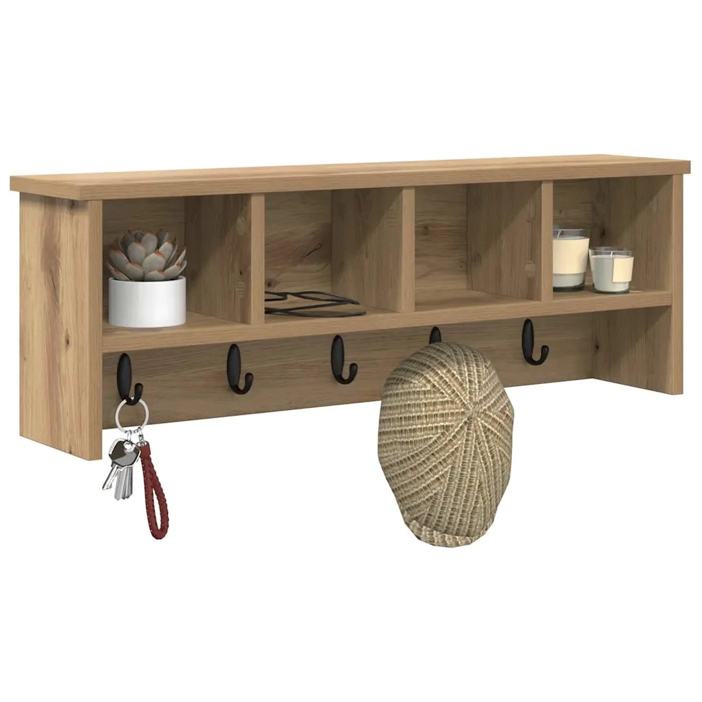 vidaXL Appendiabiti a muro rovere artigianale 75 x 16 x 26 cm