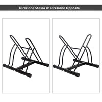 Portabiciclette rastrelliera 2 posti in acciaio da pavimento o da parete esterno 61,4x54x57,5cm Nero-Ciclismo
