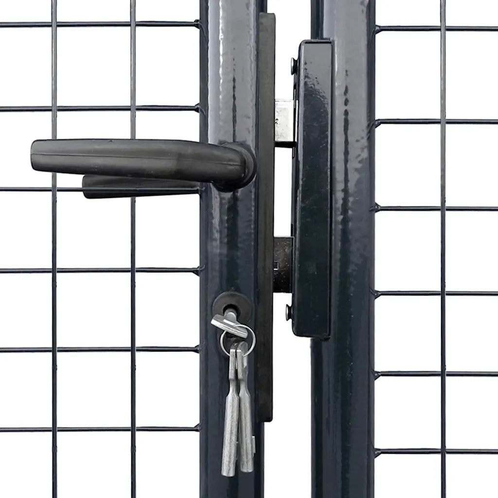 Cancello da Giardino in Rete di Acciaio Zincato 400x200 cm Grigio 143379
