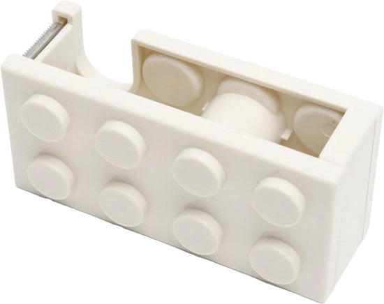 Dispensatore di nastro desktop compatto e delicato - Design miniatura in pietra da costruzione - Lame a lama affilata - Bianco.