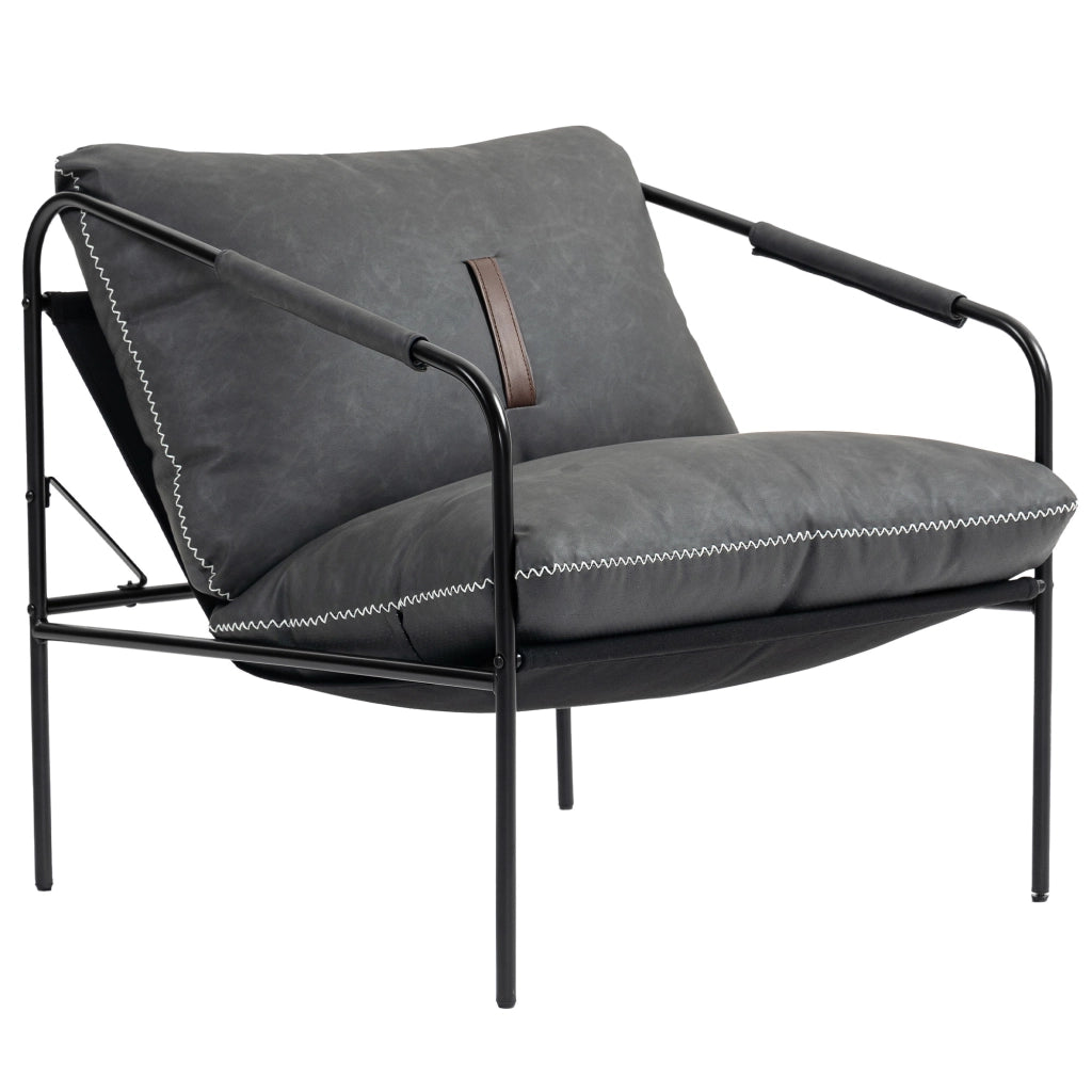 Poltrona Moderna Relax in Similpelle Grigio Scuro ¨C Zephmum ¨C Cuscini Estraibili