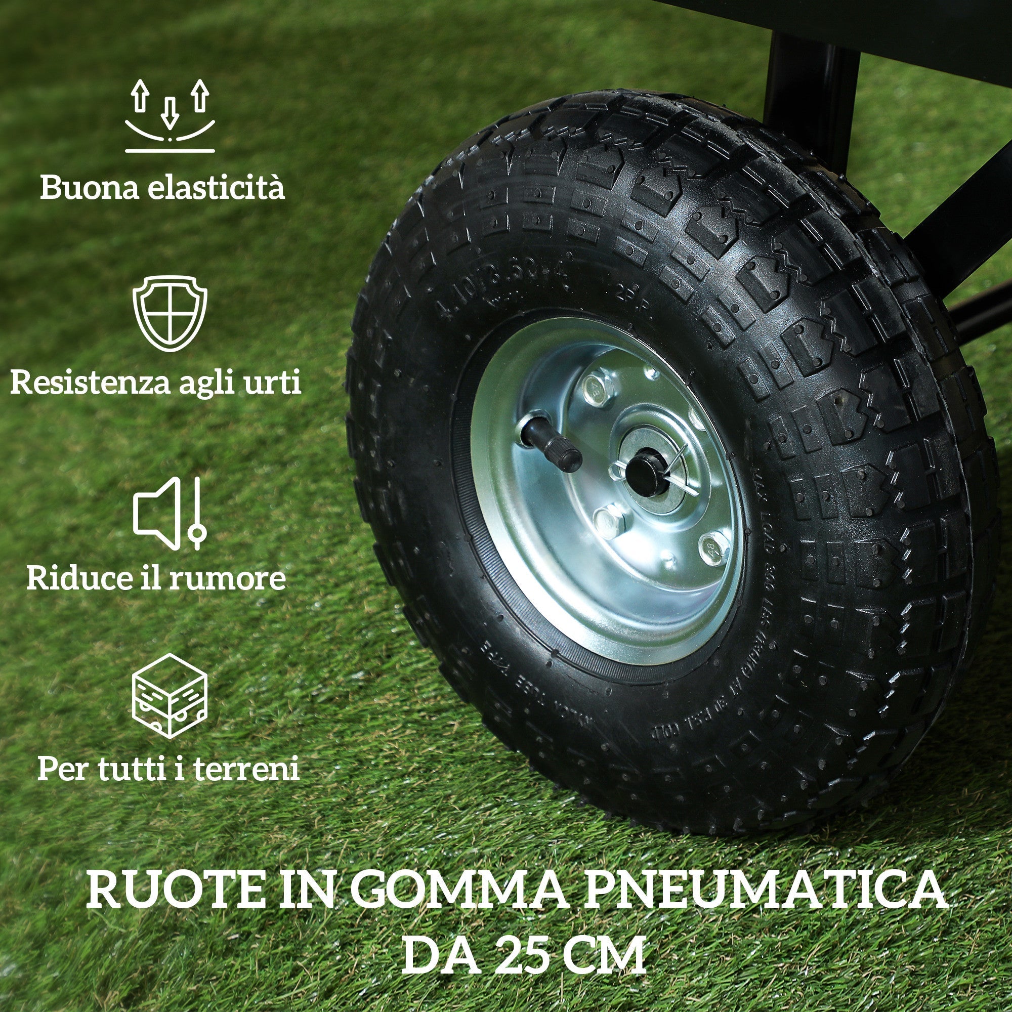 Carrello da Giardino 105x51x54 cm da 114L con Sacca Portaoggetti e Pareti Rimovibili in Acciaio Nero