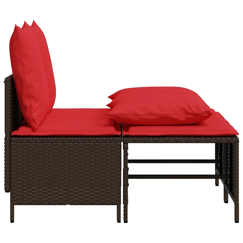 Set Divani da Giardino 4 pz con Cuscini Marrone in Polyrattan 368386