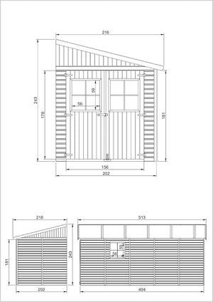 Casa da giardino in legno (senza parete laterale) - 9,91 m?² - TIMBELA M341