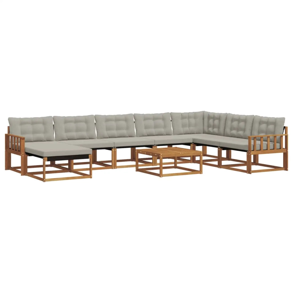 Set di divani da esterno 9 pcs Grigio Naturale e Chiaro 3369766