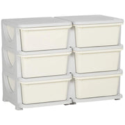 CASSETTIERA 6 CASSETTI PER BAMBINI 3-6 ANNI CON BORDI ARROTONDATI, IN PP BIANCO CREMA, 75X37X56.5 CM