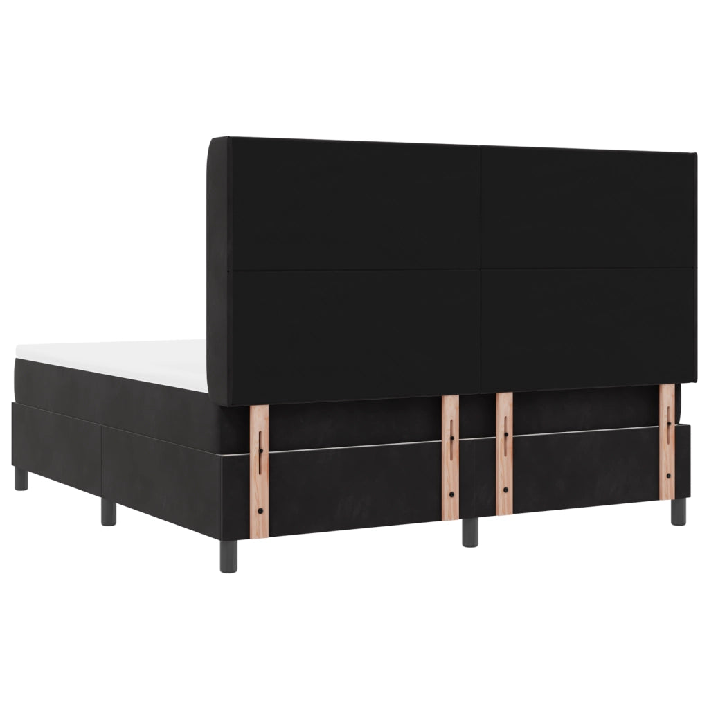 Letto Box Spring con Materasso  Nero 180x200 cm Velluto