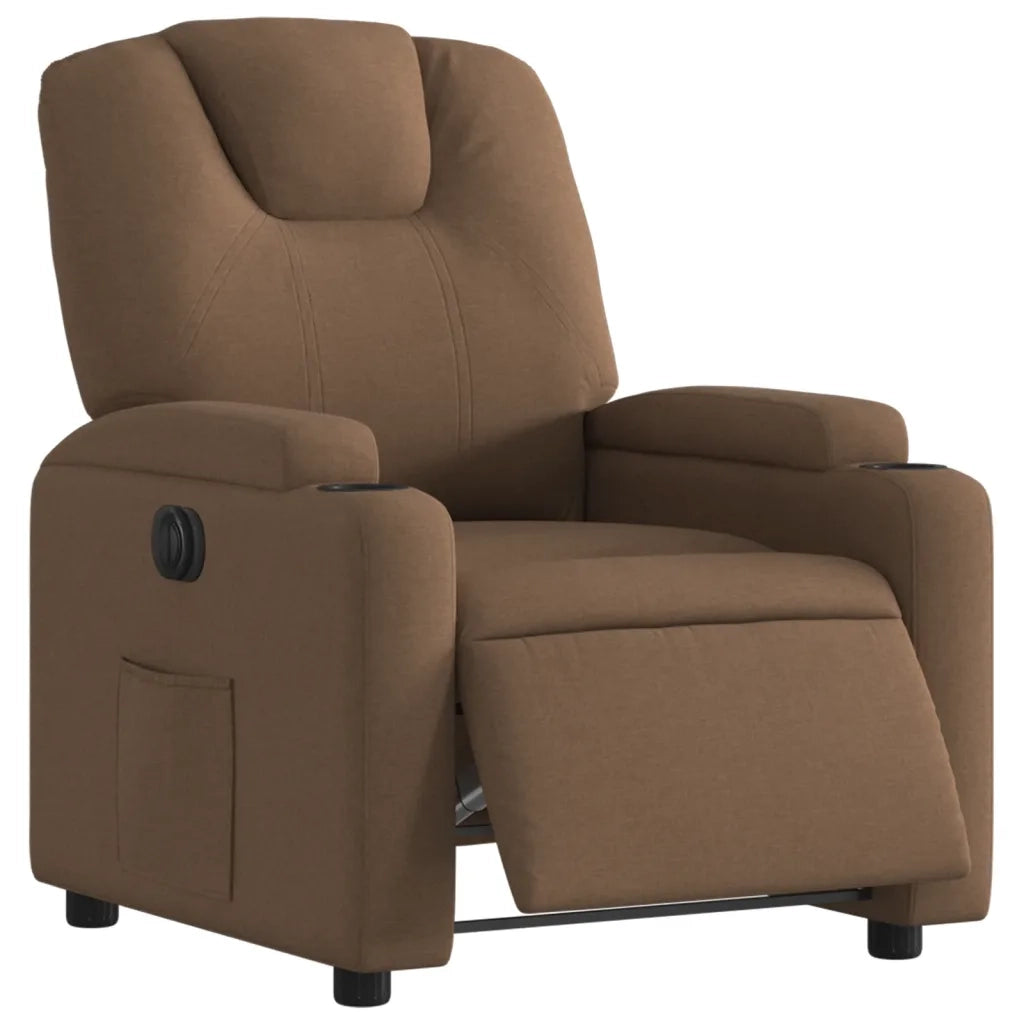 Poltrona | Sedia Relax Elettrica Reclinabile Marrone in Tessuto