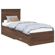 Letto singolo | Letto per adulti | Struttura del letto Rovere Marrone e Argento 75 x 190 cm