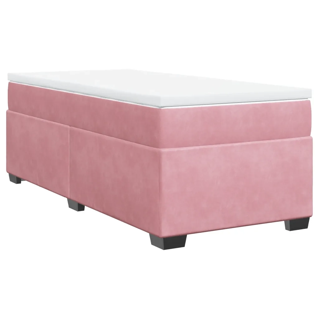 Giroletto a Molle con Materasso Rosa 100x200 cm in Velluto
