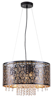 Lampadario nero Hissa cristalli 4xE27 60W Ø45 Reality