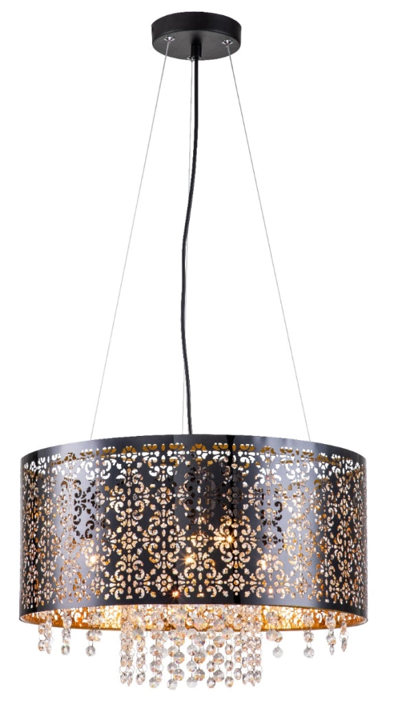 Lampadario nero Hissa cristalli 4xE27 60W Ø45 Reality