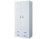 ARMADIO A 2 ANTE CON CASSETTI BIANCO NOBILITATO MELAMINICO CM.80x52xH170