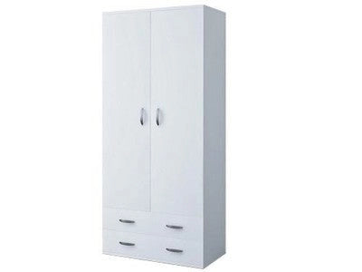 ARMADIO A 2 ANTE CON CASSETTI BIANCO NOBILITATO MELAMINICO CM.80x52xH170