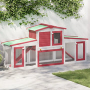 Conigliera per Esterni Grande Rossa e Bianca 201x45x85cm Legno 170845
