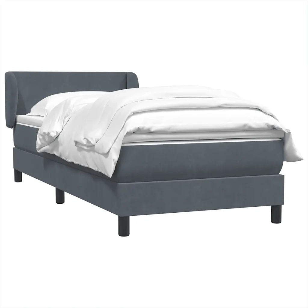 Giroletto a Molle con Materasso Grigio Scuro 90x220 cm Velluto 3317386