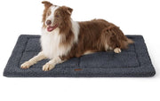 Matraccio per Cani in Pelle Naturale per Grandi Cani - 104x71 cm Matraccio per Cani in Pelle Naturale per Grandi Cani, Piumino Sherpa con Alta Densità di Schiuma, Grigio Scuro
