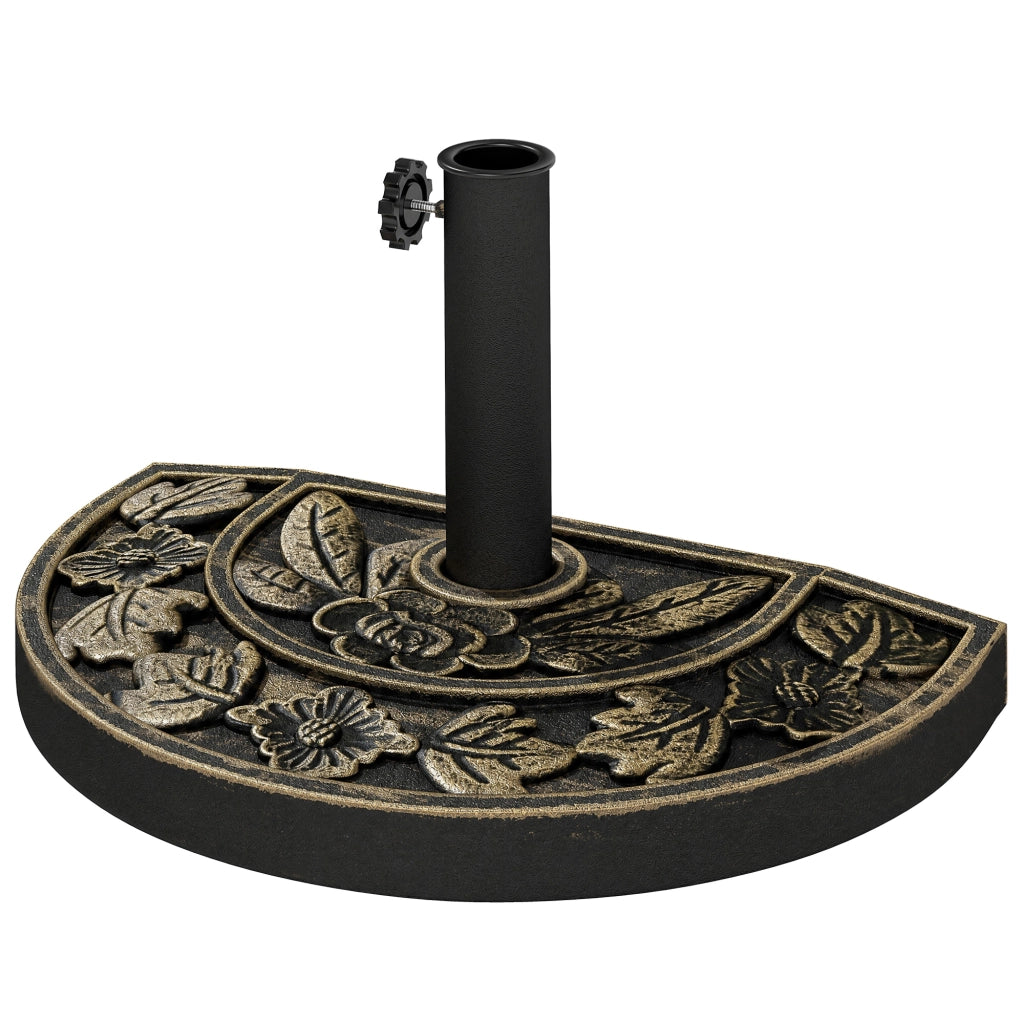 Base per Ombrellone a Mezzaluna da ?38 mm e ?48 mm con Manovella, Basamento per Ombrellone in Resina, Base Ombrellone a Parete 50x31x32 cm, Bronzo