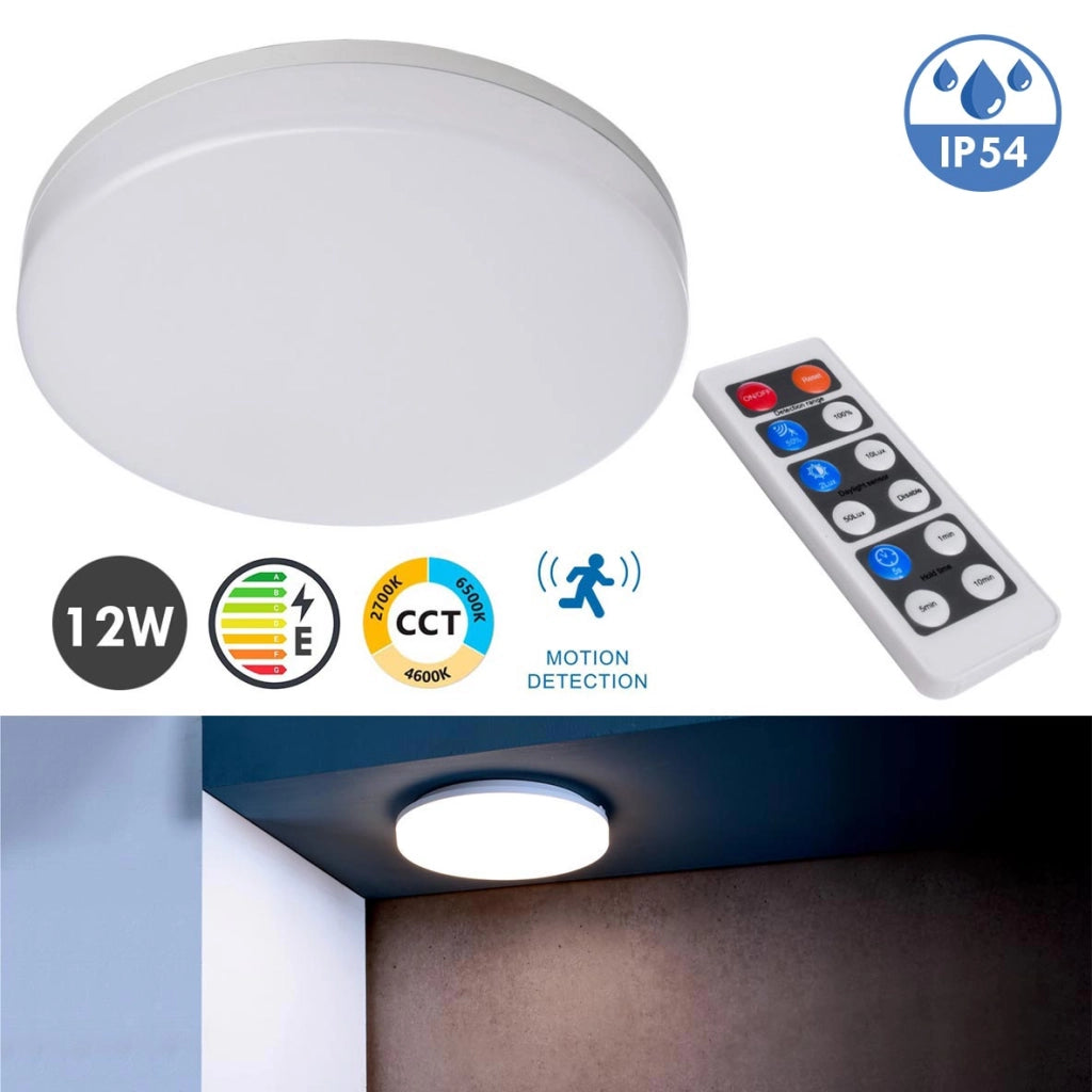 ALTAIS MOTION Plafoniera LED 12W CCT da 3000K a 6000K IP54 lampada moderna sensore movimento luce soffitto terrazzo balcone cantina 230V