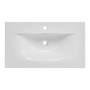 Lavabo rettangolare da incasso in ceramica bianca lucida 80cm